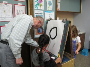 conferring at the easel